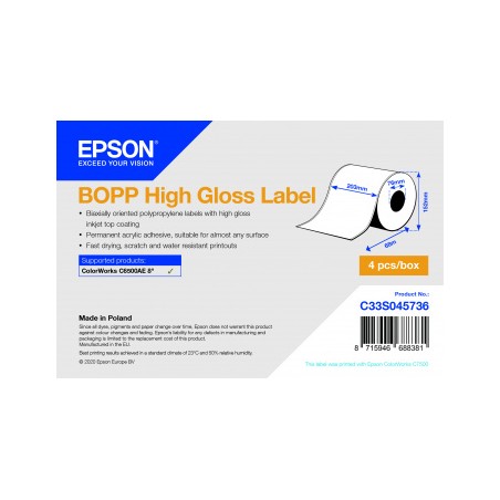 EPSON POKLADNÍ SYSTÉMY BOPP High Gloss Labelcontinuous/Roll 203MMX68M