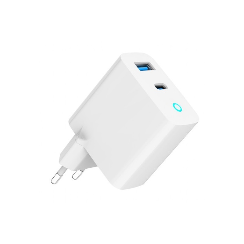GEMBIRD 2-portová 30W GaN USB rychlonabíječka, LED, bílá