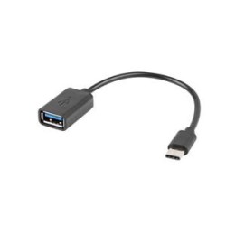Lanberg USB-C(M) 2.0- USB-A(F) Adapter Cable 15CM OTG Black