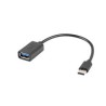 Lanberg USB-C(M) 2.0- USB-A(F) Adapter Cable 15CM OTG Black