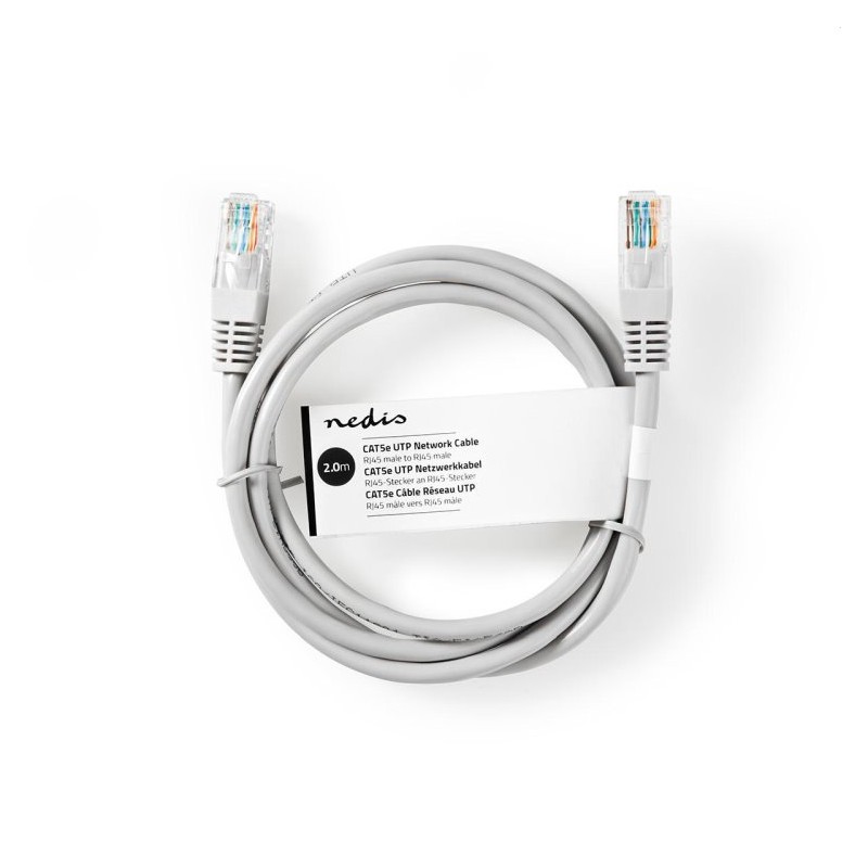 Nedis CCGL85230GY20 - Síťový kabel CAT6 U/UTP | RJ45 Zástrčka | RJ45 Zástrčka | 2.00 m | Kulatý | PVC | Šedá