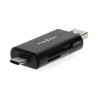 Nedis CRDRU2110BK - Čtečka Paměťových Karet | Duální čtečka karet USB-C / USB-A (USB2.0)