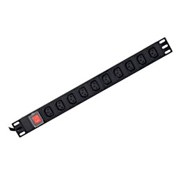 GEMBIRD rozvodná jednotka PDU s 10 zásuvkami C13, výška 1U, proud 16 A, zástrčka C19, kabel 2 m