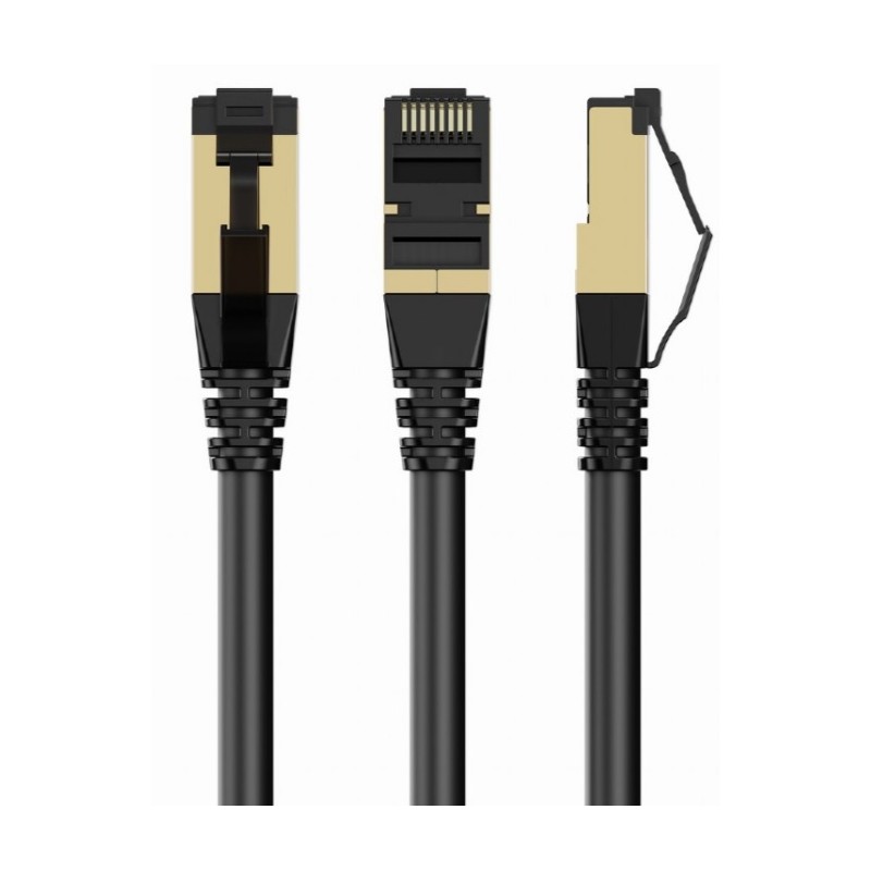 GEMBIRD PP8-LSZHCU-BK-0.5M – S/FTP Cat. 8 patch kabel s LSZH pláštěm, černý, 0,5 m