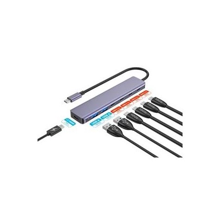 Platinet Hub 7IN1 10GBS USB-C TO 4X USB-C 3.2 GEN2 + 2X USB-A 3.2 GEN1 + 1X USB-C PD 100W ALU