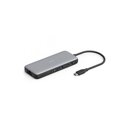 Digitus USB-C dokovací stanice, 8 portů: 2× HDMI, 3× USB 3.0, 1× RJ45, 1× SD, 1× MicroSD, 1× USB-C PD