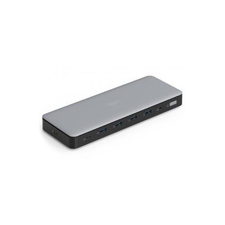 Digitus USB-C dokovací stanice, 13 portů: 3× HDMI, 2× DisplayPort, 4× USB-A, 1× USB-C, 1× RJ45, 1× DC, 1× audio