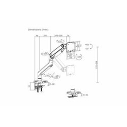 Digitus držák na jeden monitor, 49", 20 kg mechanická pružina, VESA: 75x75, 100x100, Černá