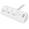 DIGITUS 3cestný kancelářský prodlužovací kabel s 2x USB-A a 1x USB-C porty, bílý