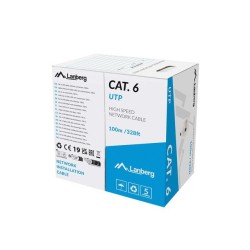 LANBERG LAN KABEL CAT.6 UTP 100M PEVNÝ CU ŠEDÝ CPR + FLUKE PASSED
