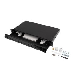 LANBERG 19" 1U OPTICKÝ PATCH PANEL 12XSC DUPLEX / 12XLC QUAD ČERNÝ + PŘÍSLUŠENSTVÍ FOP112SSLDB