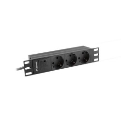 LANBERG NAPÁJECÍ DISTRIBUČNÍ JEDNOTKA (PDU) 10" 1U 10A 2M C14- 3X SCHUKO ZÁSUVKY ČERNÁ C14