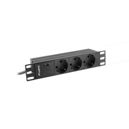 LANBERG NAPÁJECÍ DISTRIBUČNÍ JEDNOTKA (PDU) 10" 1U 10A 2M C14- 3X SCHUKO ZÁSUVKY ČERNÁ C14