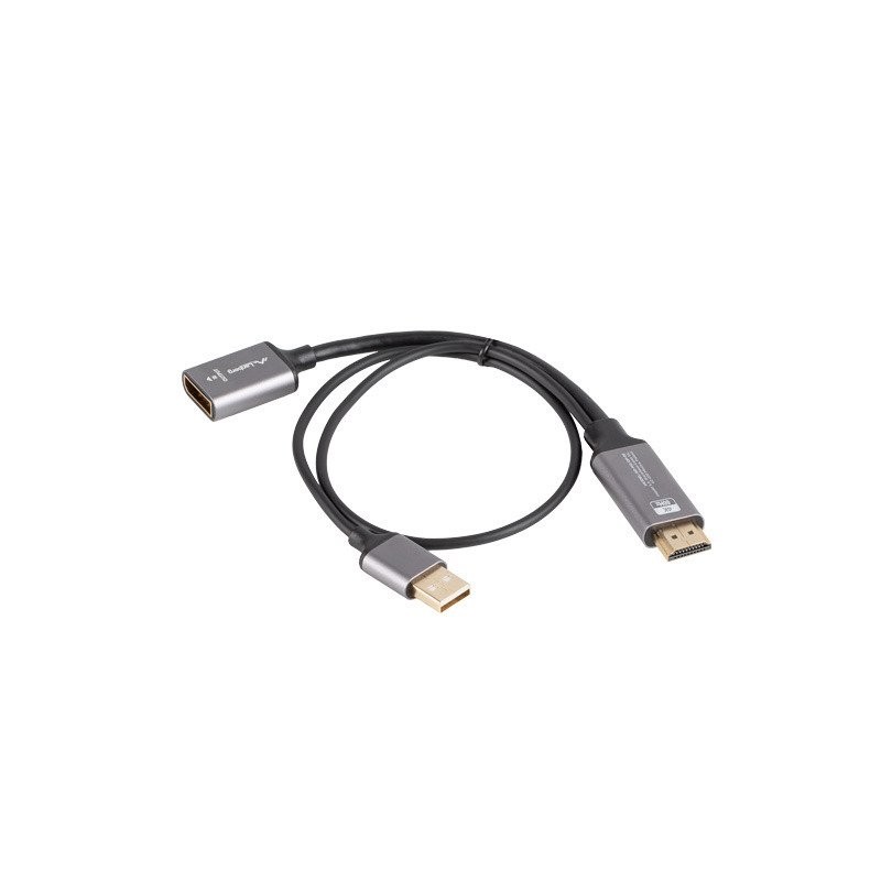 Lanberg HDMI(M)- DISPLAYPORT(F) ADAPTER 4K ON CABLE 20CM SILVER