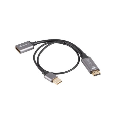 Lanberg HDMI(M)- DISPLAYPORT(F) ADAPTER 4K ON CABLE 20CM SILVER