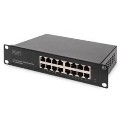 DIGITUS 10" gigabitový ethernetový switch, 16 portů, nemanagovatelný