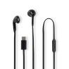 Nedis HPWD4024BK - Kabelová Sluchátka | Do uší | USB-C | Délka kabelu: 1.2 m | mikrofon | Ovládání Hlasitosti | Černá