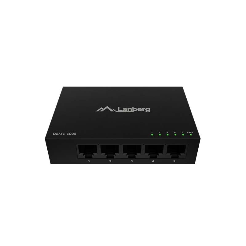 Lanberg Switch DSM1-1005 5X 1GB/S Unmanaged Gigabit Ethernet Desktop 12V (kovový Kryt)