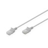 Digitus CAT 6 U-UTP slim patch cord, 0,5 m, šedý