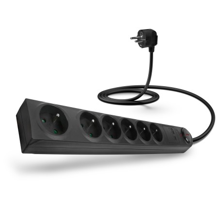 CONNECT IT prodlužovací kabel s přepěťovou ochranou ,6 zásuvek, 1,5 m (černá)