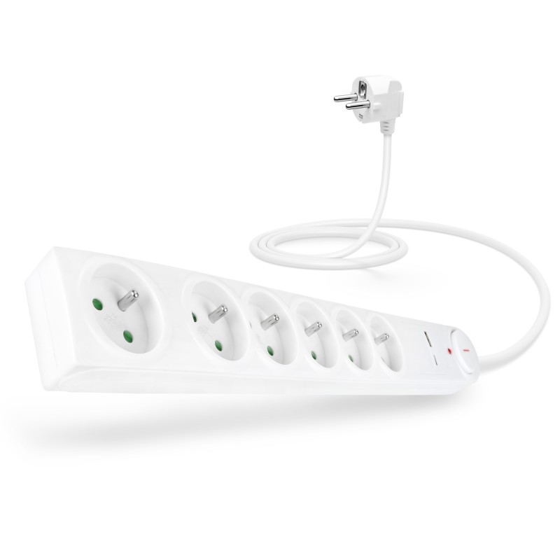 CONNECT IT prodlužovací kabel s přepěťovou ochranou ,6 zásuvek, 1,5 m (bíla)