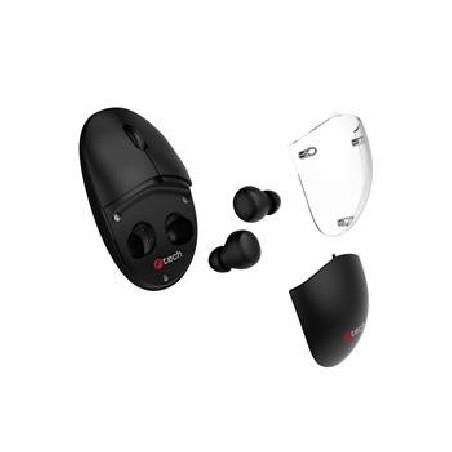 C-TECH myš s TWS sluchátky Dual mode WLM-21, bezdrátová, BT5.0 + 2,4GHz, 1600DPI, 3 tlačítka, USB nano receiver, černá