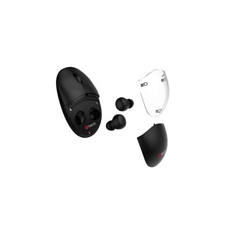 C-TECH Myš s TWS sluchátky WLM-21 Dual mode, bezdrátová, BT5.0 + 2,4GHz, 1600DPI, 3 tlačítka, USB nano receiver, černá