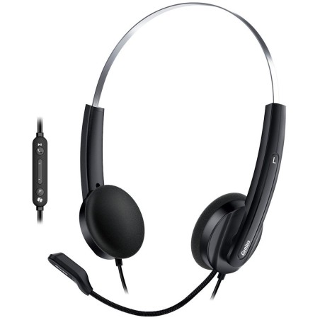 Genius HS-220U AI,Headset, náhlavní, drátový, s mikrofonem, ovl. hlasitosti, Copilot,USB, 2,4m kabel,černá