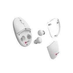 C-TECH Myš s TWS sluchátky WLM-21 Dual mode, bezdrátová, BT5.0 + 2,4GHz, 1600DPI, 3 tlačítka, USB nano receiver, bílá