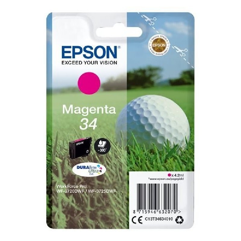 EPSON ink bar Singlepack "Golf" Magenta 34 DURABrite Ultra Ink 4,2 ml, BAR 300 stran