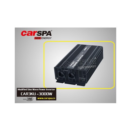 Měnič napětí Carspa CAR3KU-24 24V/230V+USB 3000W, modifikovaná sinus