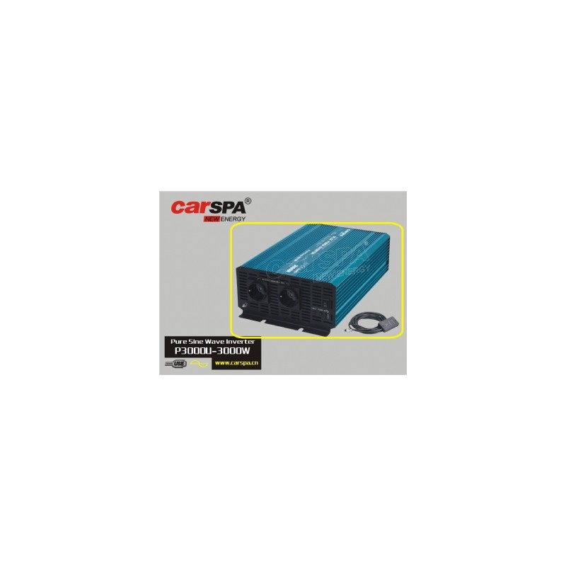 Měnič napětí Carspa P3000U-12 12V/230V+USB 3000W, čistá sinusovka