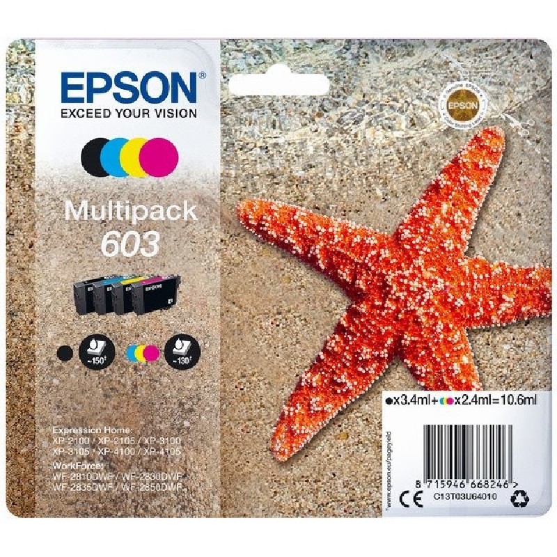 EPSON ink Multipack "Hvězdice" 4-colours 603 Ink, ČB 150, BAR 130 stran
