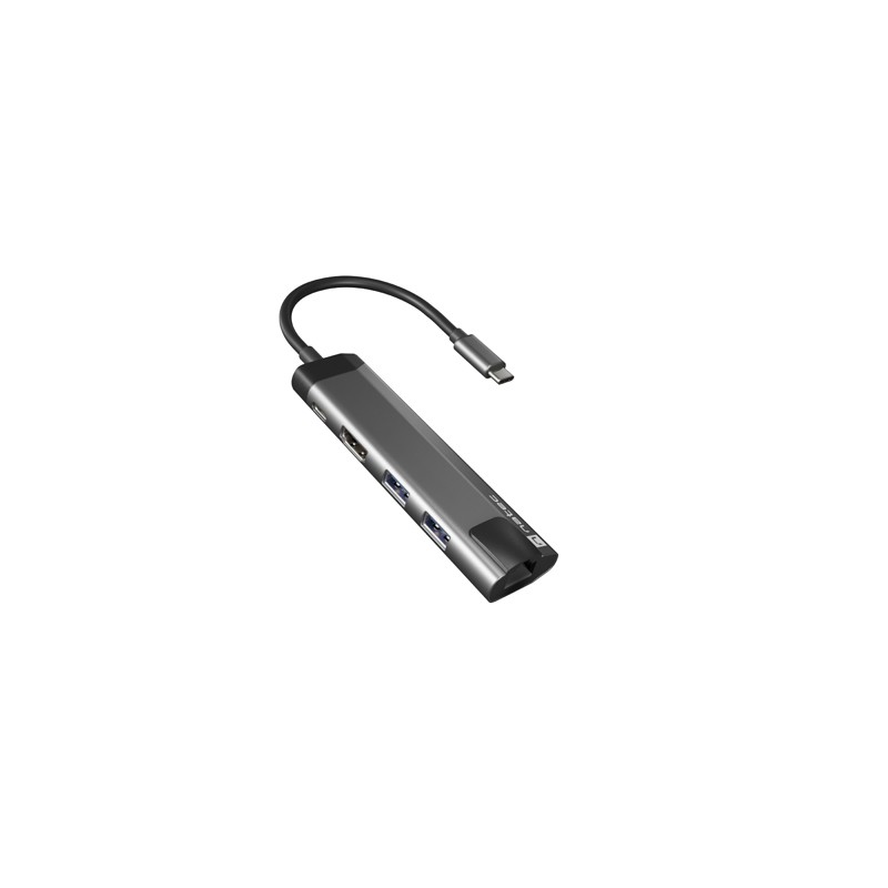 Natec multiport adaptér FOWLER GO HUB 5v1, 2X USB 3.0 HUB, HDMI 4K, USB-C PD, RJ45