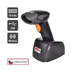 Virtuos CCD čtečka Virtuos HW-311A, bezdrátová, USB základna, černá