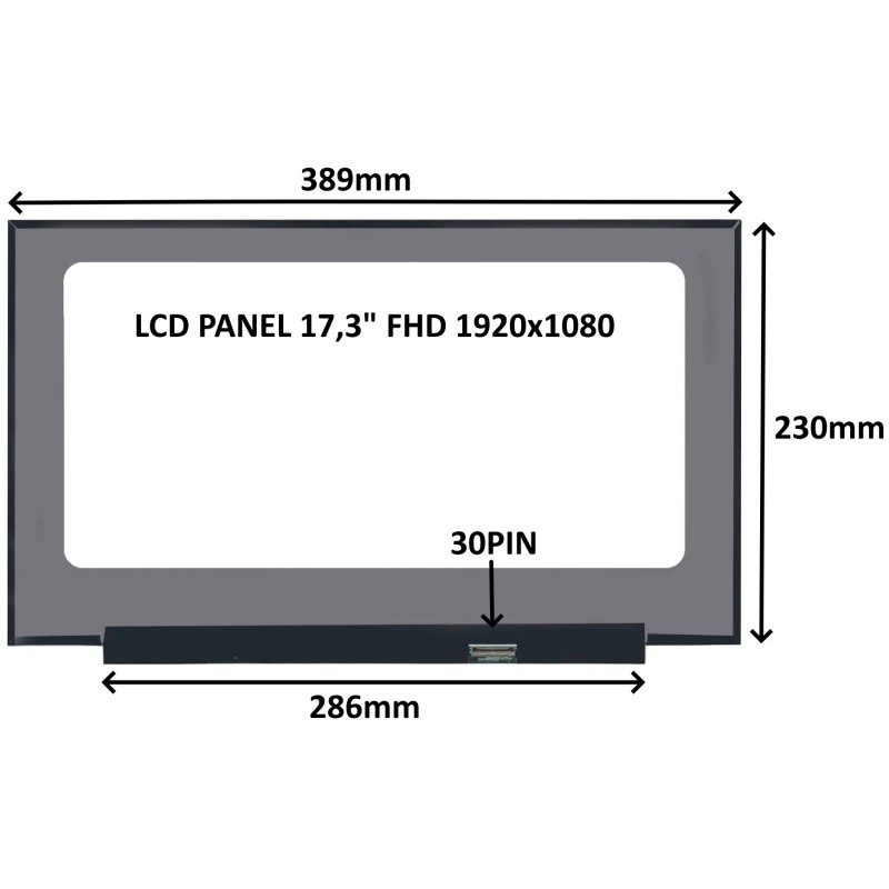 LCD PANEL 17,3" FHD 1920x1080 30PIN MATNÝ IPS / BEZ ÚCHYTŮ