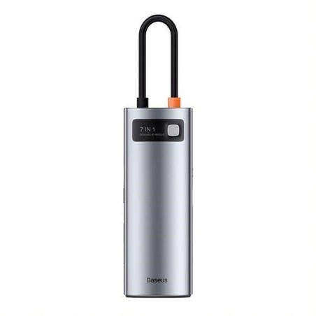 Baseus dokovací stanice 7v1 USB-C (USB-C PD 100W, USB-C, 2x USB 3.0, HDMI, SD/TF port) šedá