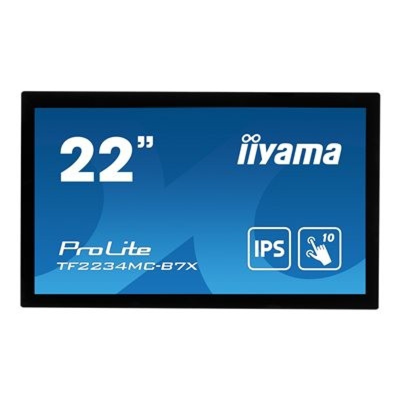 22" iiyama TF2234MC-B7X: IPS, FullHD, capacitive, 10P, 350cd/m2, VGA, DP, HDMI, IP65, černý