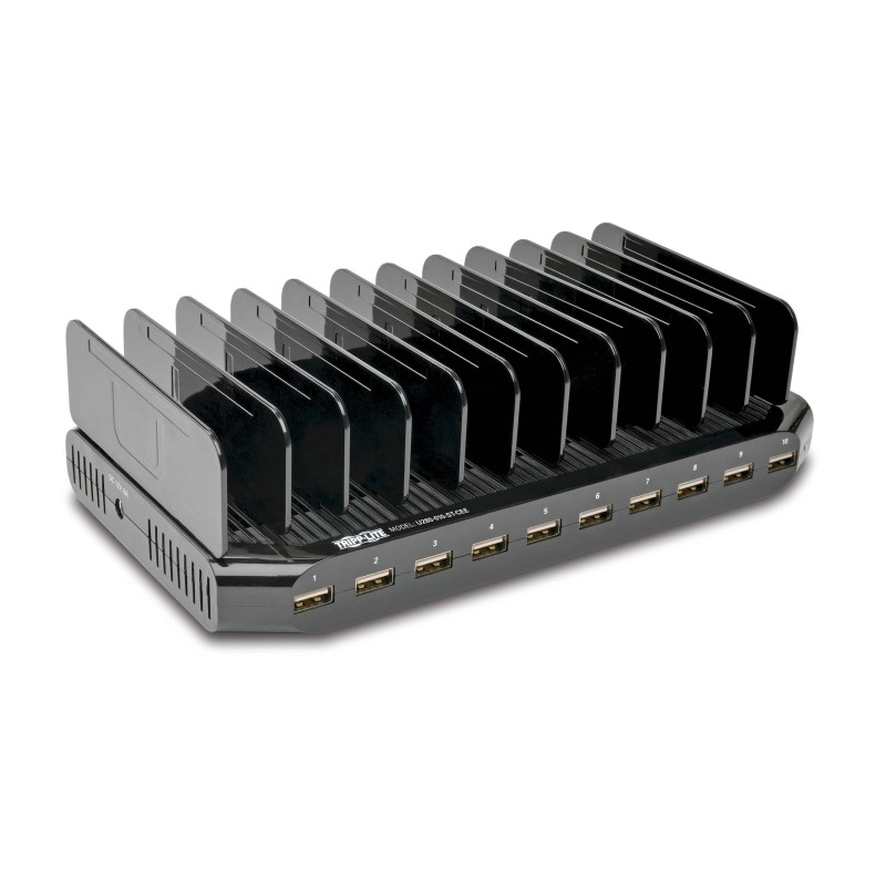 USB nabíjecí stanice s úložným prostorem, výstup 10x 12V, 8A, 96W, napájecí kabel Schuko