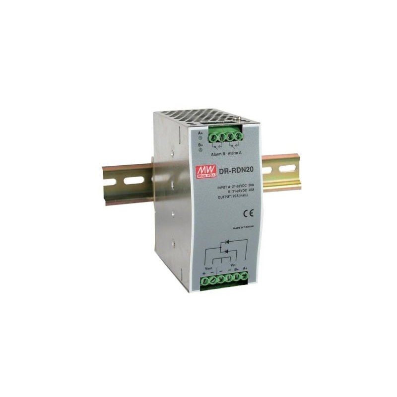 MEANWELL - DR-RDN20 - Průmyslový redundantní modul 30V 20A na DIN lištu
