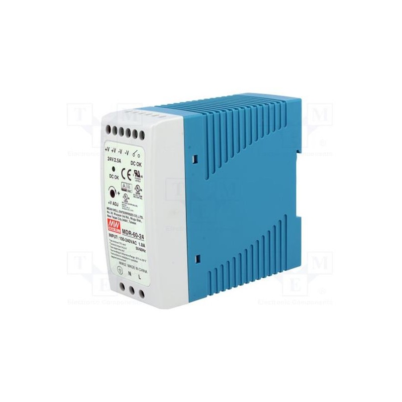 MEANWELL - MDR-60-12 - Průmyslový napájecí zdroj 12V 60W na DIN lištu