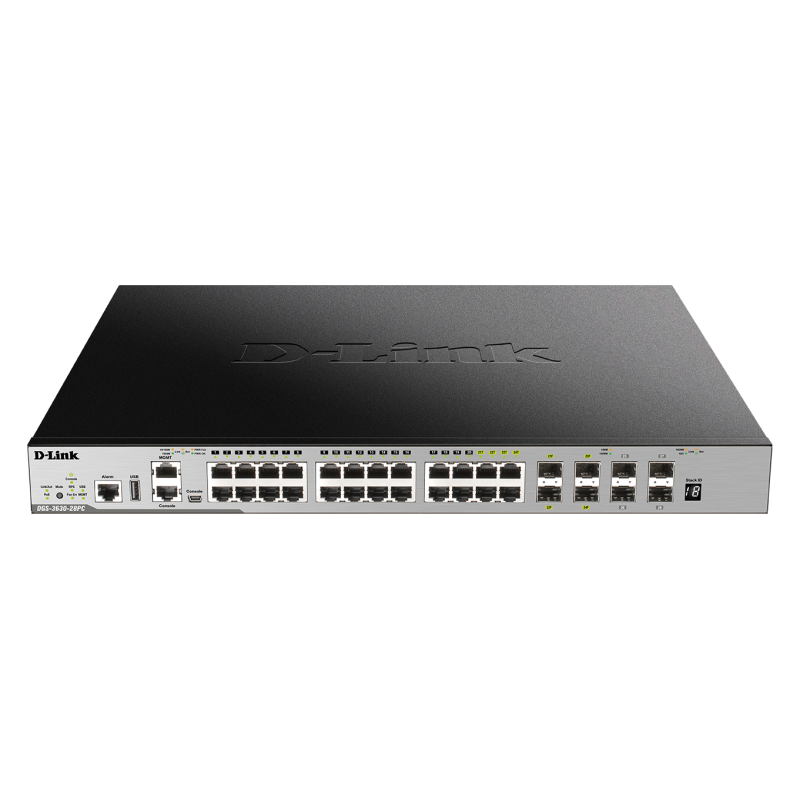 D-Link DGS-3630-28PC/SI L3 sw 24Gb PoE, 4x10G SFP+