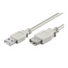 PREMIUMCORD Kabel USB 2.0 A-A 5m, prodlužovací (M/F) šedý
