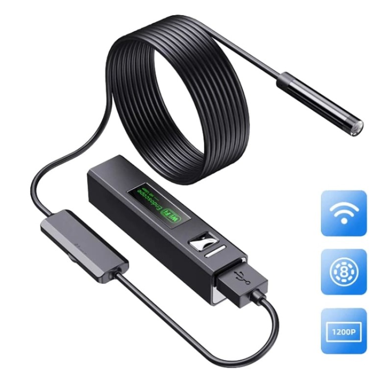 W-Star WIFI endoskop WEF1505m, 5m měkký kabel UHD 1200P, 8mm, iOS, adroid, PC