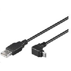 PREMIUMCORD Kabel USB 2.0 A-Micro B propojovací úhlový 90st. 1.8m (černý)