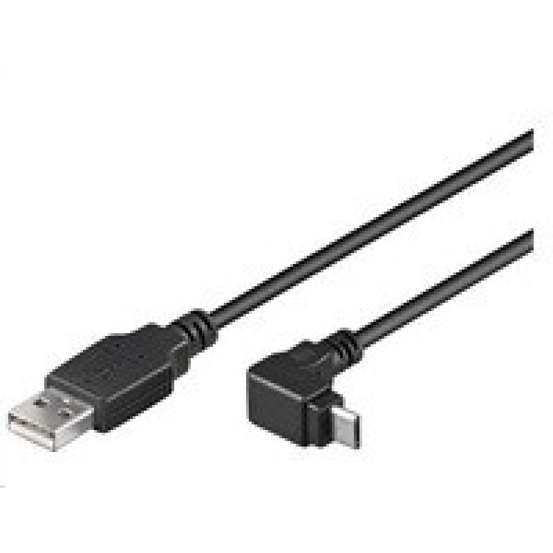 PREMIUMCORD Kabel USB 2.0 A-Micro B propojovací úhlový 90st. 1.8m (černý)