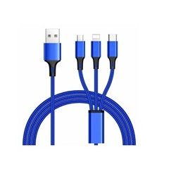 PremiumCord Kabel 3 in 1 USB, 3 konektory USB Type-C + micro USB + Lightning pro Apple, 1.2m