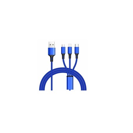 PremiumCord Kabel 3 in 1 USB, 3 konektory USB Type-C + micro USB + Lightning pro Apple, 1.2m