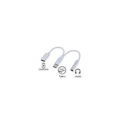PremiumCord Převodník USB-C na audio konektor jack 3,5mm female + USB typ C konektor pro nabíjení