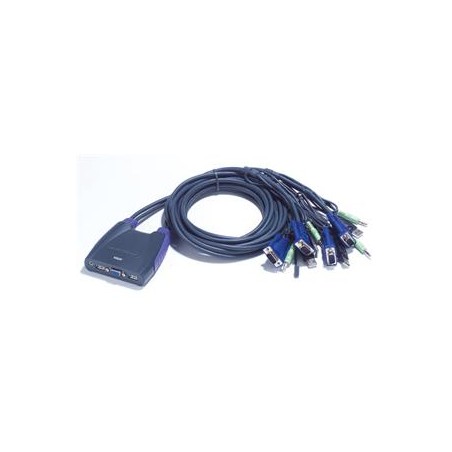 Aten 4-port KVM USB mini, audio, 1.8m kabely